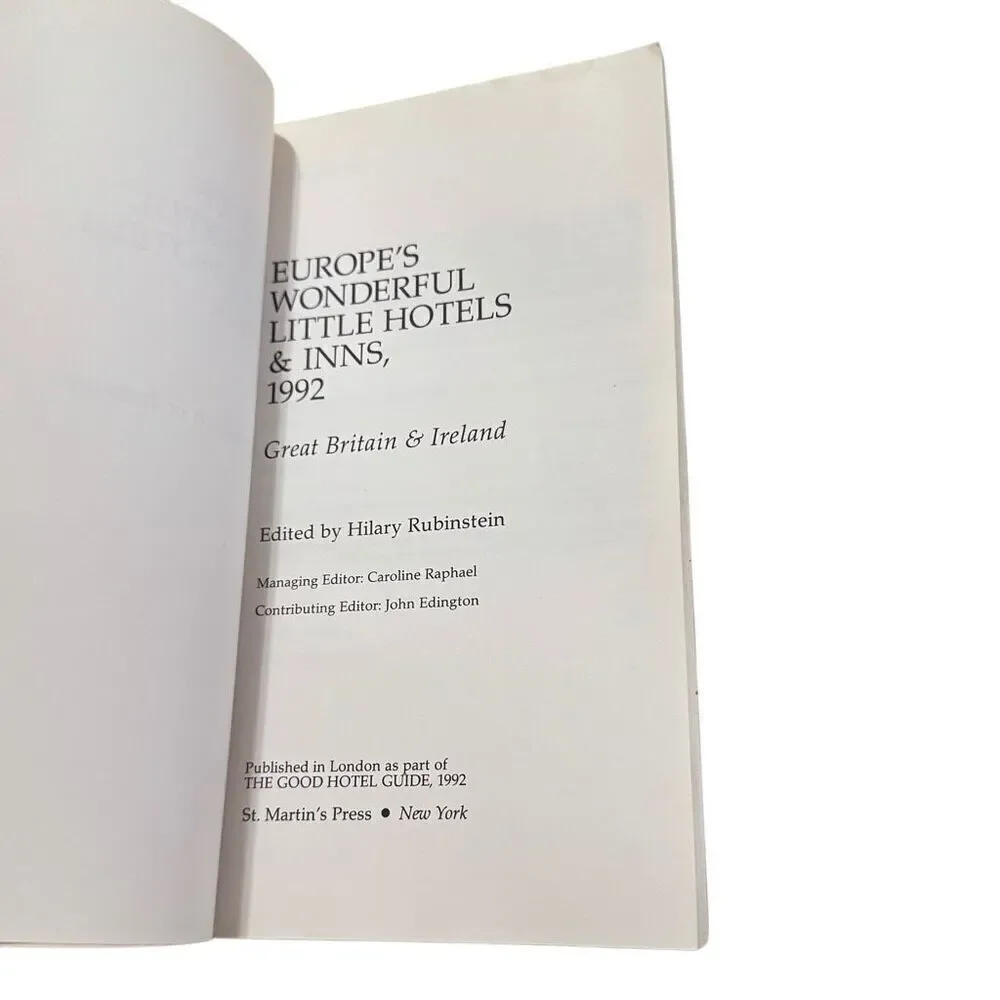 Europe's Wonderful Little Hotels and Inns, 1992: Great Britain and Ireland PB